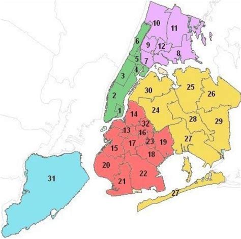 A map showing New York City School Districts